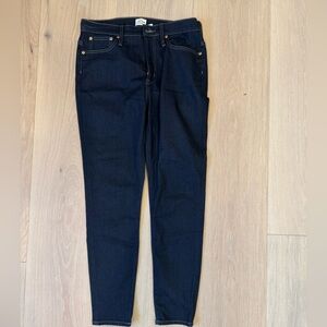 J. Crew 10” high rise toothpick dark indigo jeans size 30